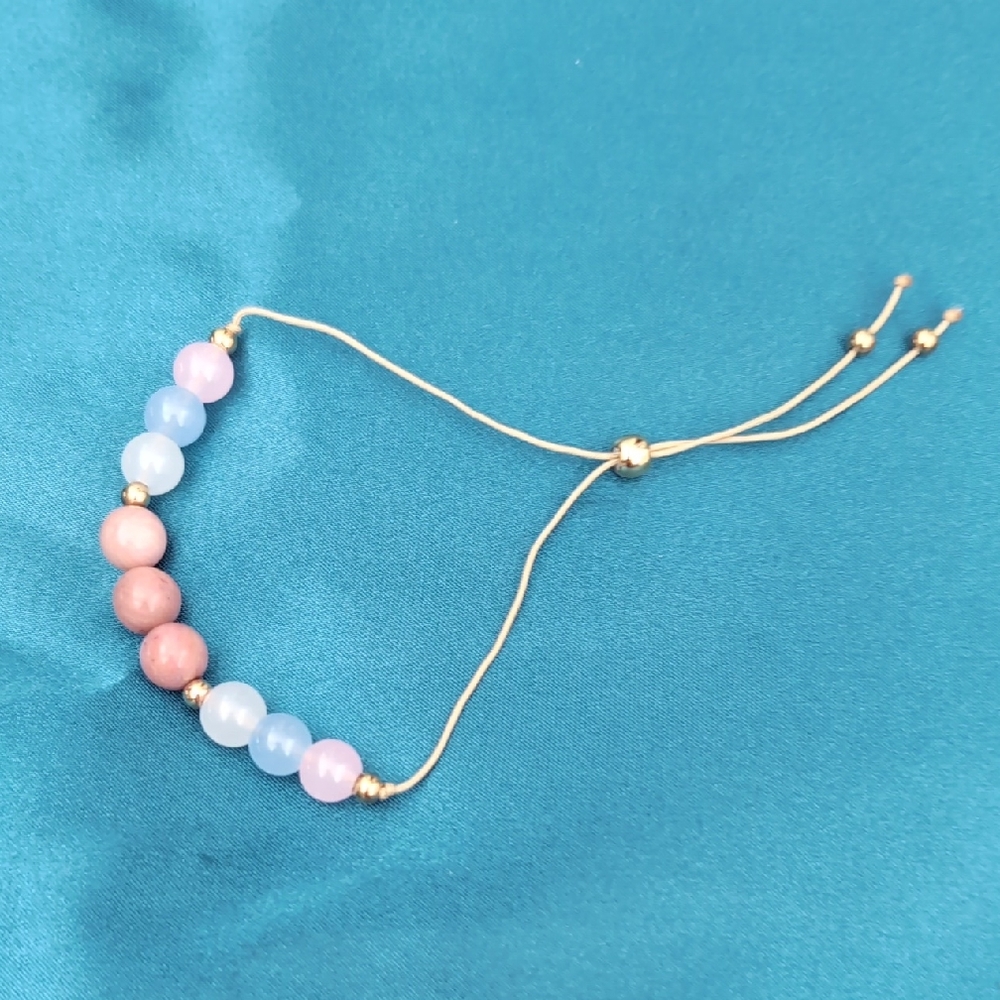 Beaded Slide  Bracelet with Gold Accents